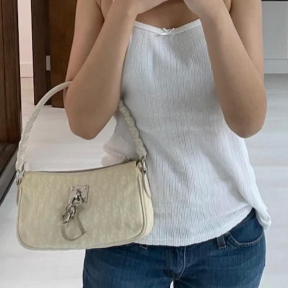 Authentic Christian Dior Oblique Cream White Pochette - Picture 14 of 14